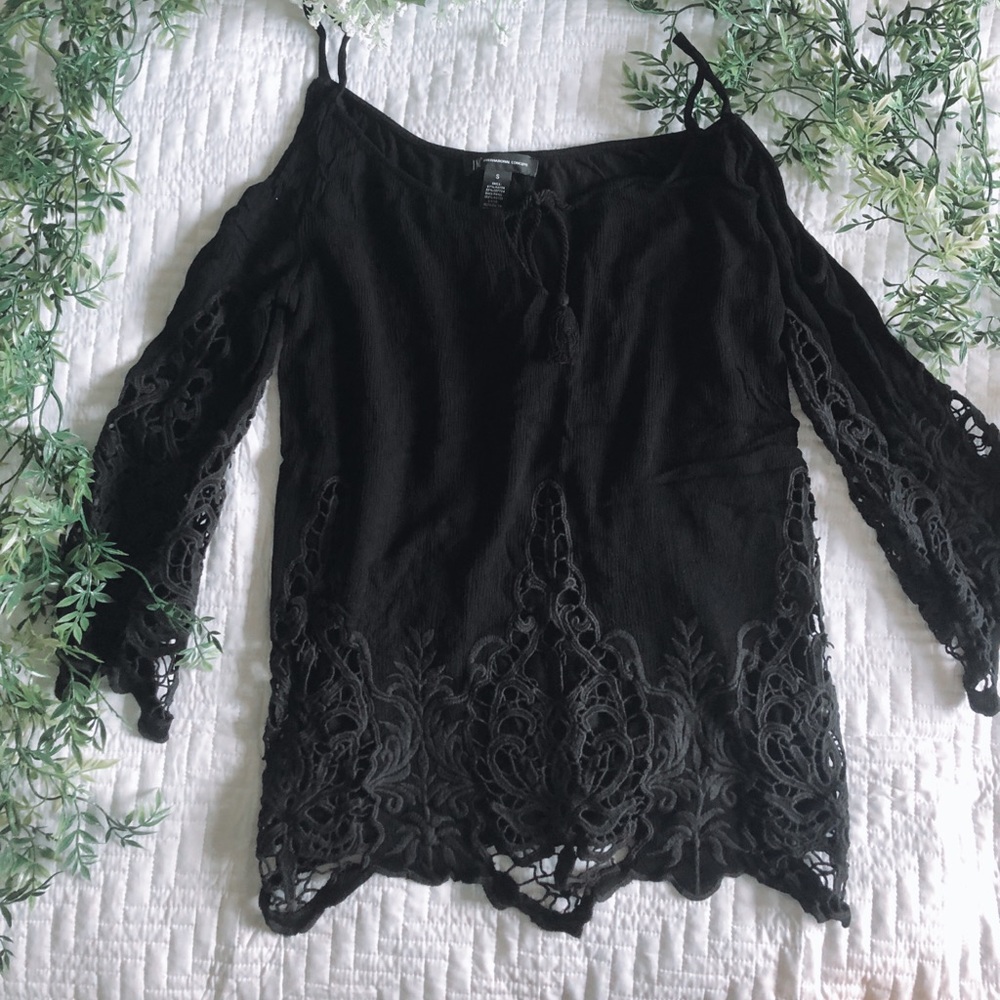 Black off the shoulder top